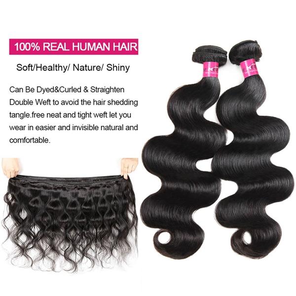 FallFreshness Body Wave Human Hair Bundles + 4x4 Lace Closure - Free Part Quick Weave 2x6 Option