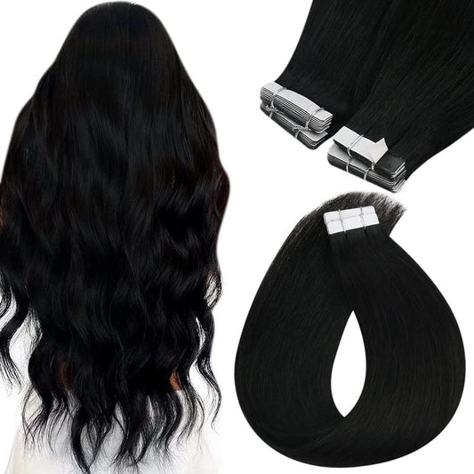 Sunny Invisible Tape in Hair Extensions - 100% Real Human Hair Natural Straight Silky