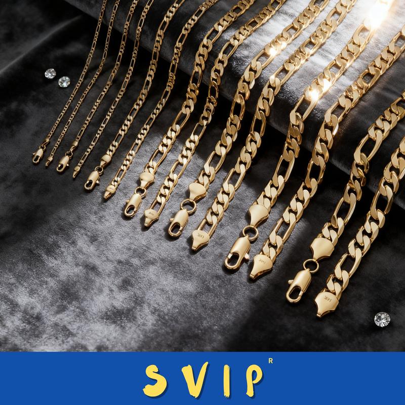 14K Gold-Plated Italian Figaro Chain Necklace – 24" Cuban Link (2mm/10mm) | Tarnish-Free Streetwear Jewelry for Him