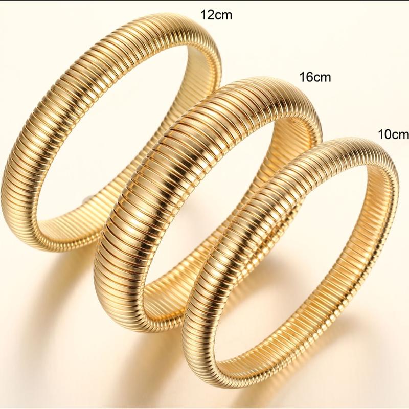 17KM Women's Gold Bracelet Set (3pcs) - Chunky Stackable Bangles, Tarnish-Free Permanent Jewelry | Gift for Her