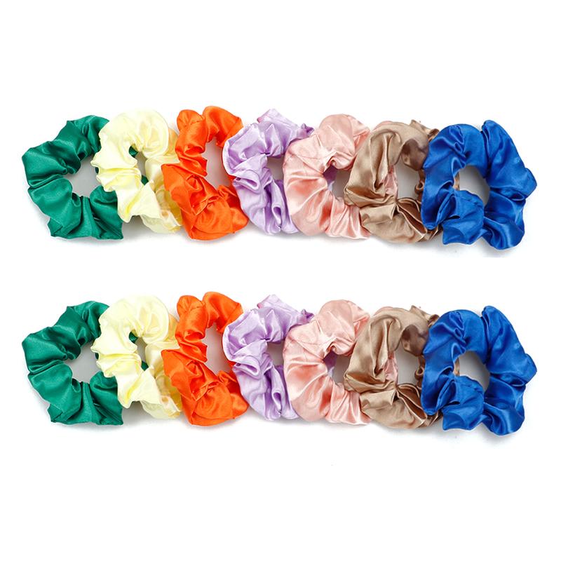 Women's Silk Satin Scrunchies - Random Color Silk Hair Ties for Ponytails