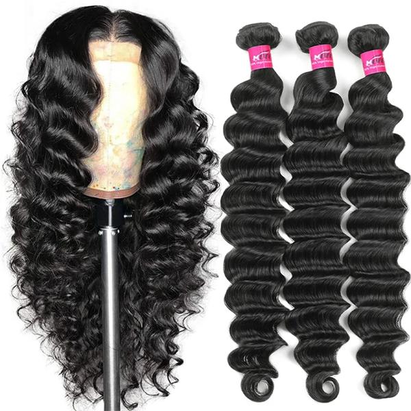 Brazilian Raw Human Hair Bundles - Thick Loose Deep Wave Quick Weave (1/3/4 Pieces)
