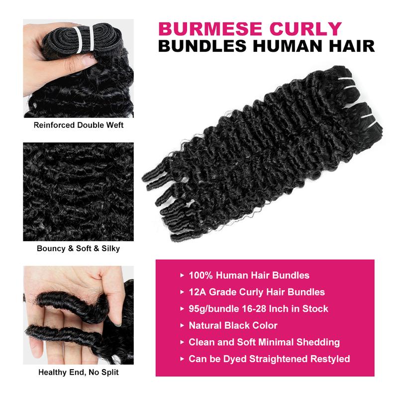 Burmese Curly Human Hair Weave Bundles - Quick Weave Spiral Curly Extensions for Black Women