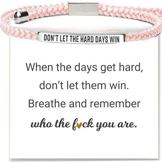 "Don't Let The Hard Days Win" Inspire Bracelet - Stainless Steel 18k Gold Plated Braided Engraved Design | Adjustable to 10"