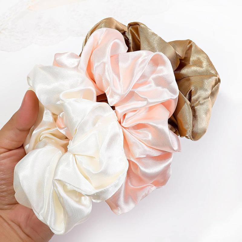 1 Pcs Women's Satin Scrunchies - Soft Silk-Like Ponytail Ties (Random Color)