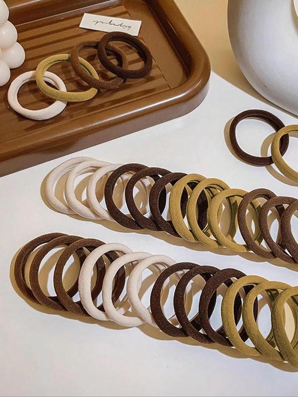 Women's Minimalist Elastic Hair Tie - Summer Simple Solid Color, Casual Daily Ponytail Accessory