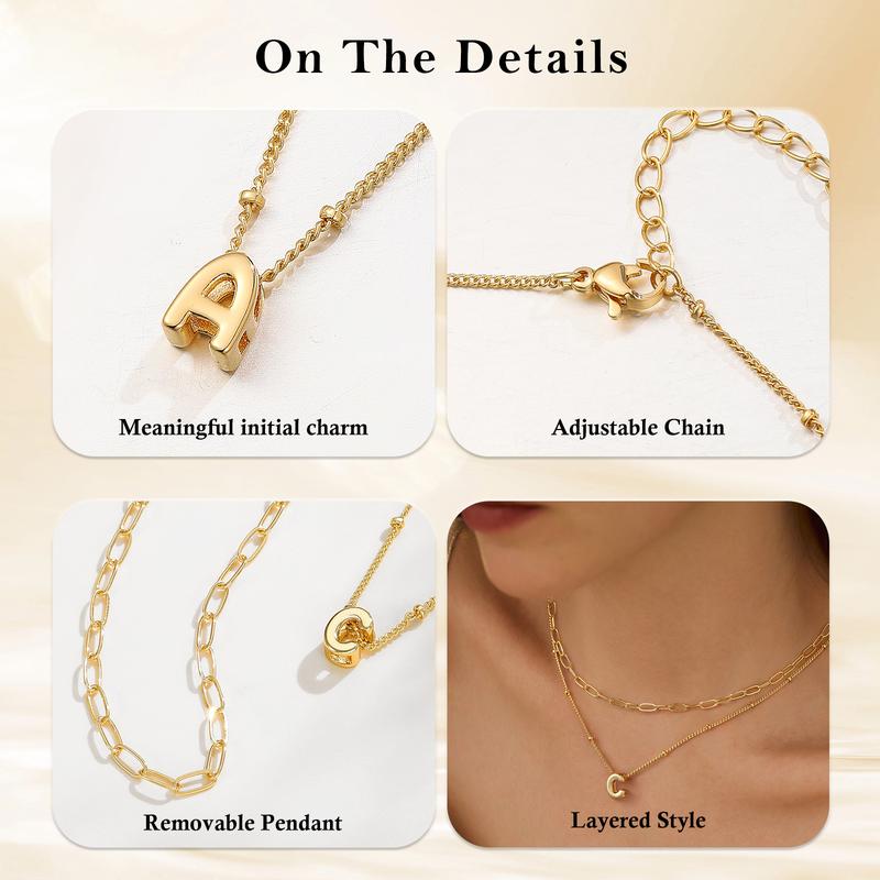 Turandoss Trendy Initial Necklace - Dainty Layered Paperclip Chain Choker | Personalized Gift for Women (Christmas/Birthday)