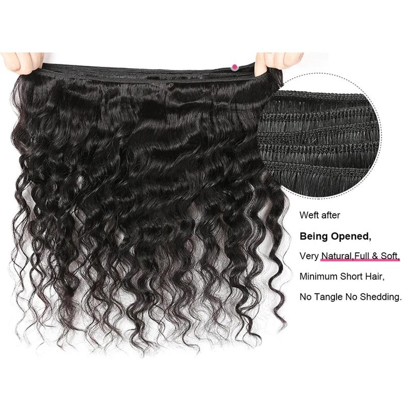 3 Pcs Remy Human Hair Bundles with 4x4 Lace Closure - Black Friday Brazilian Loose Deep Wave Quick Weave