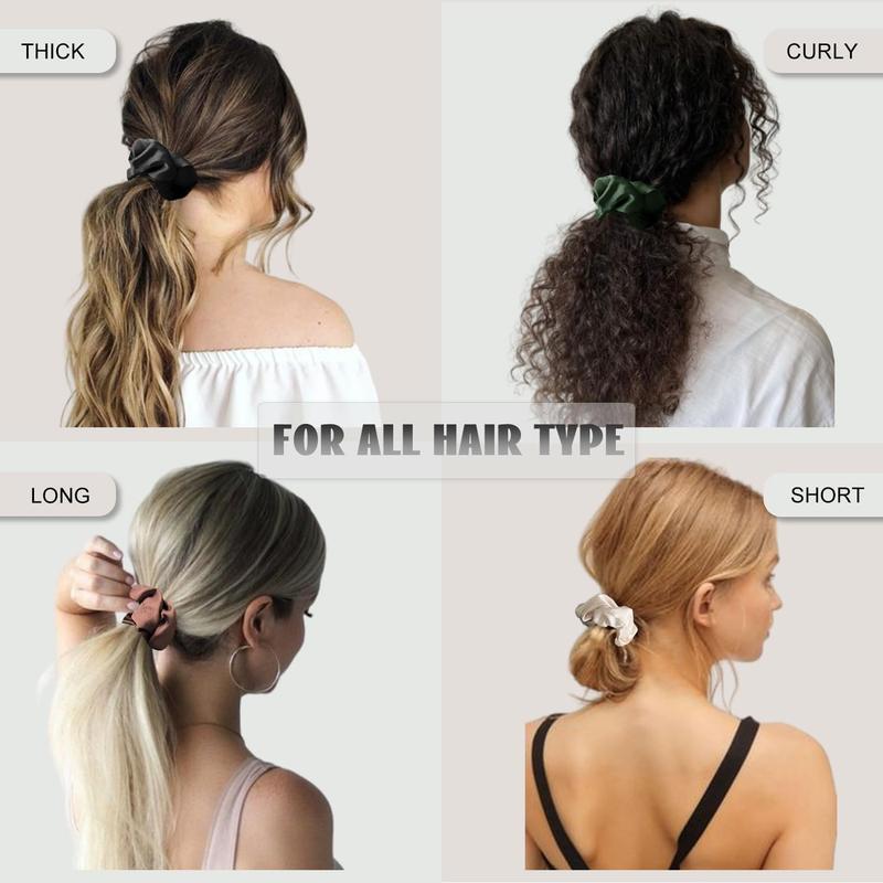 1 Pcs Women's Satin Scrunchies - Soft Silk-Like Ponytail Ties (Random Color)