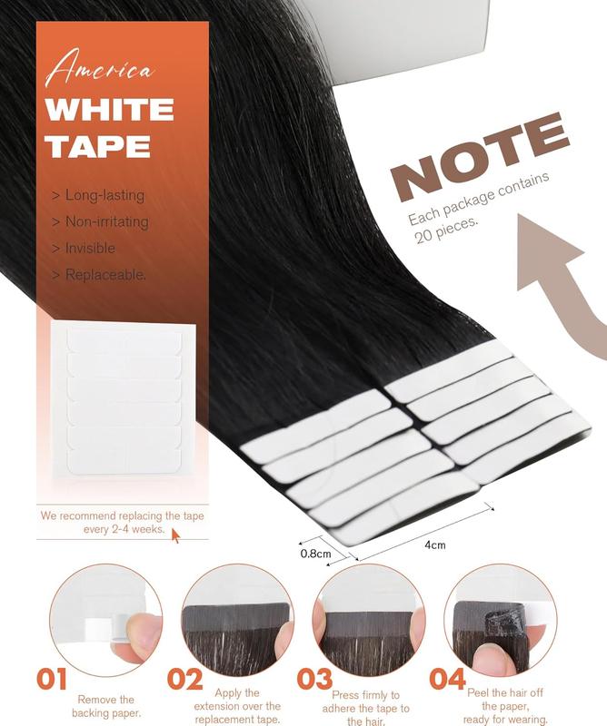 Sunny Invisible Tape in Hair Extensions - 100% Real Human Hair Natural Straight Silky