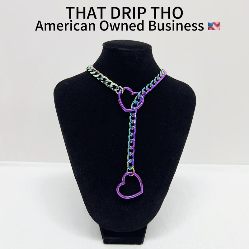ThatDripTho Heart O-Ring Slip Chain – Punk Style Adjustable Unisex Daily Jewelry