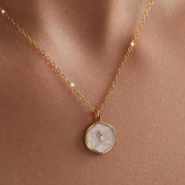 Black Friday Christmas Tewiky Gold Cross Necklace - Dainty Enamel CZ Hypoallergenic Brass Jewelry