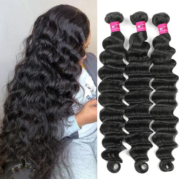 Brazilian Raw Human Hair Bundles - Thick Loose Deep Wave Quick Weave (1/3/4 Pieces)